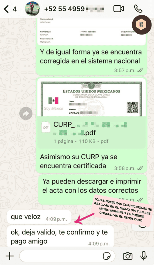 Corrección de acta de hermano no extemporáneo | Trámite del pasaporte.