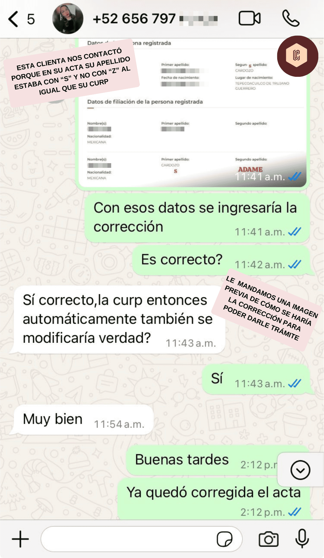 Corrección de una letra | Trámite con el seguro social.